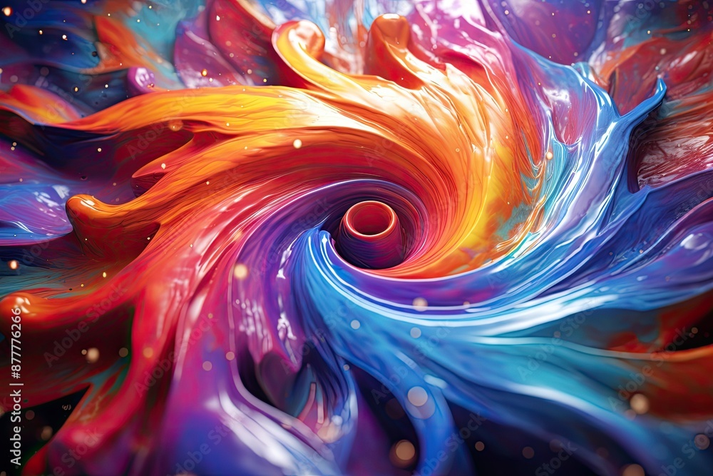 Poster a spiral shaped object in the middle of a galaxy, galaxy swirls in vibrant 3d