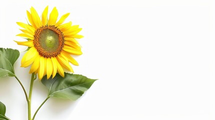 Obraz premium Single Sunflower on a White Background