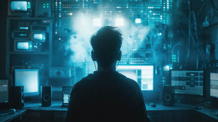 Tech-Induced Trance, individual under the spell of technology