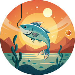 Fishing Vector Illustration. Fishing T-Shirt Design.