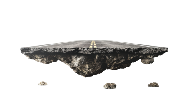 Road floating in the air on a transparent background - Powered by Adobe