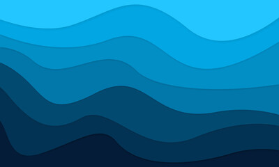 Abstract blue modern waving papercute style in background suitable for banner or wallpaper design