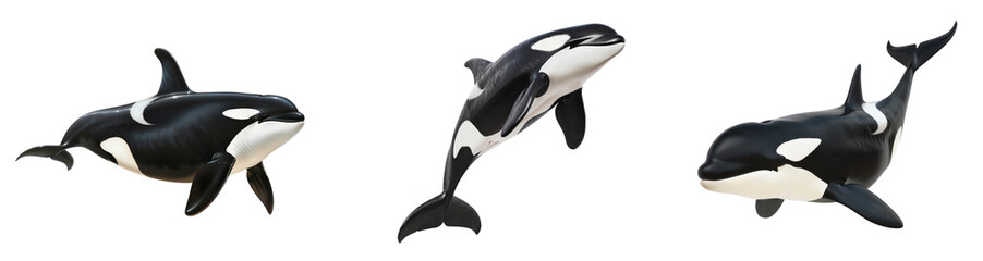 Obraz premium Set of Killer whale Orca isolated on transparent background