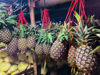 fresh pineapple fruit sold in the market
