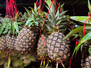 fresh pineapple fruit sold in the market