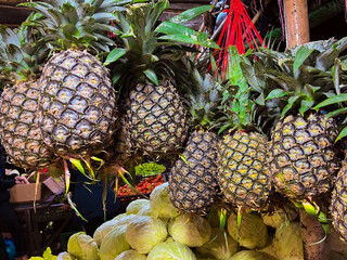 fresh pineapple fruit sold in the market