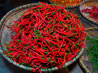 fresh chilies sold in the market
