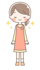 全身｜キラキラした女性イラスト｜エプロン