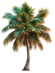 Palm tree isolated on a transparent background for web banner, wallpaper