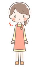 全身｜びっくりする女性イラスト｜エプロン