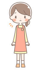 全身｜驚く女性イラスト｜エプロン