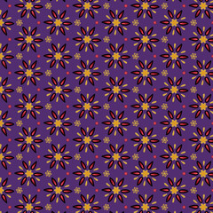 Seamless Simple Floral Pattern on Purple Background