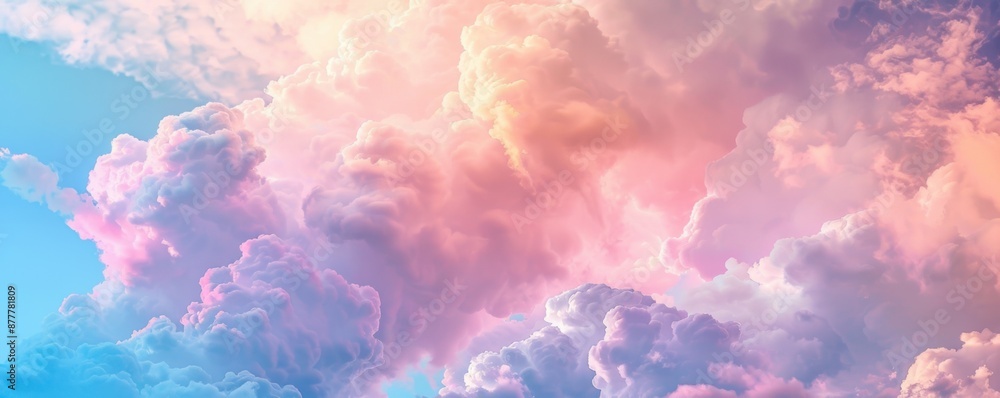 Poster tranquil pastel cloudscape - abstract artistic sky pattern with serene hues for backgrounds and desi