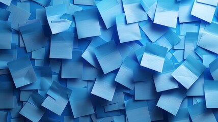 Experience a group of blue sticky post-it notes arranged dynamically on a transparent background, blending functionality with aesthetics. The translucency of the PNG file adds a modern touch to these 