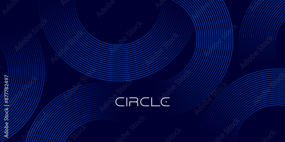 Poster abstract glowing geometric lines on dark background. modern shiny circle lines pattern. futuristic t