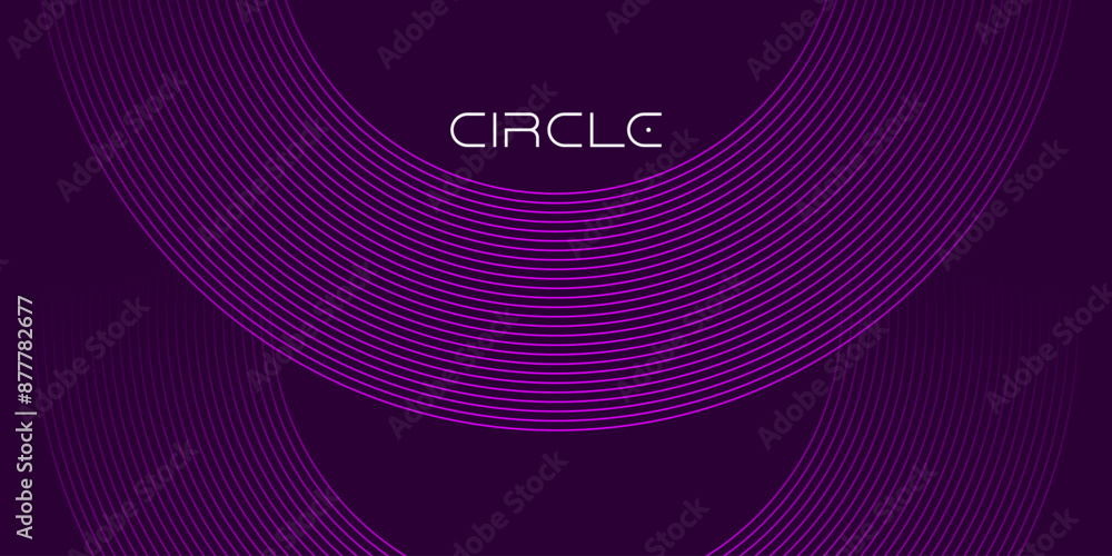 Poster abstract glowing geometric lines on dark background. modern shiny circle lines pattern. futuristic t
