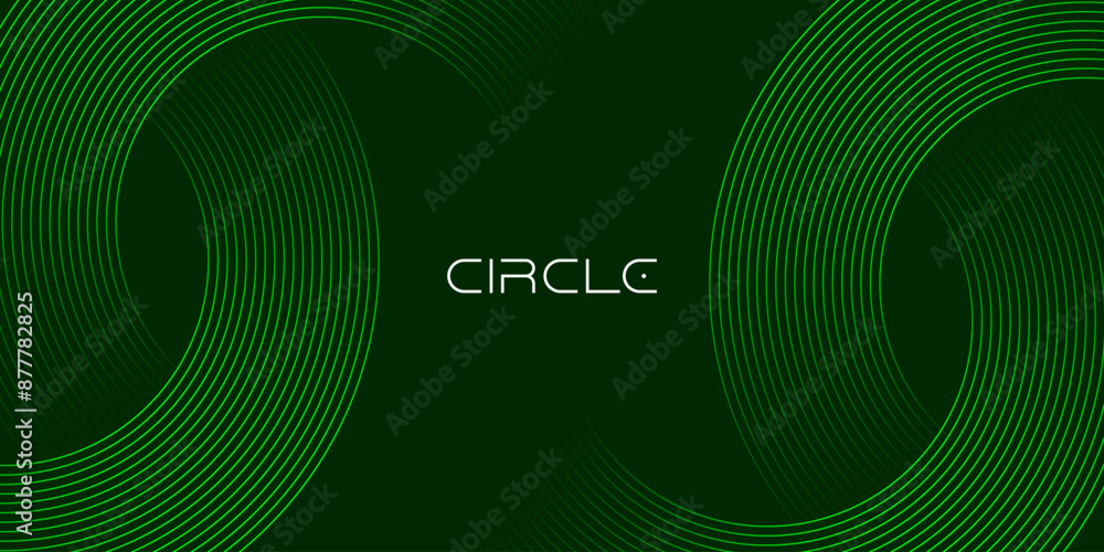 Poster abstract glowing geometric lines on dark background. modern shiny circle lines pattern. futuristic t