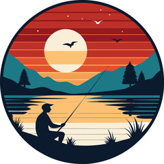 Fishing Vector Illustration. Fishing T-Shirt Design.