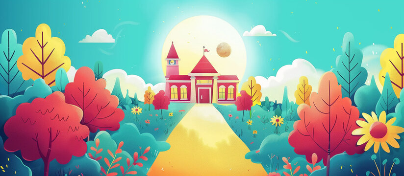 back to school landscape background for social media banner, Ai generated Image