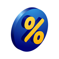 Percent tag Sale banner decoration 3D element on a white background