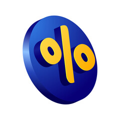 Percent tags Sale banner decoration 3D element on white background