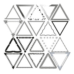 Abstract triangle frames. Geometric border designs. Decorative line art. Vector illustration.
