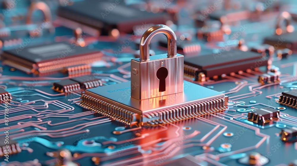 Poster rich electronic settings emphasizing attack prevention through secure locks, electronic attack lock,