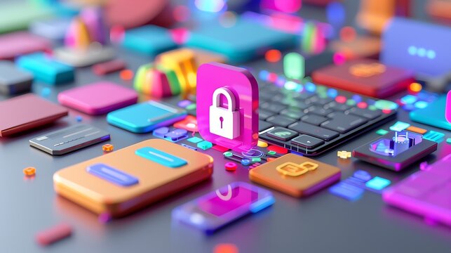Vibrant online world illustrating safeguard measures and barriers, Online  Safeguard  Barrier, Secure Web
