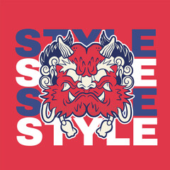Fototapeta premium devil head artwork with japanese style illustration.