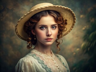 Portrait of a young woman, 1910 style - Generative AI