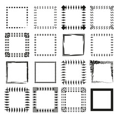 Decorative frame set. Unique border designs. Various artistic styles. Vector illustration.