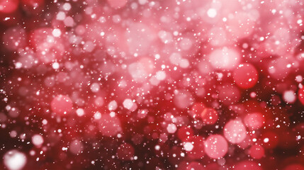 Christmas background with snowflakes and bokeh lights in red colors
