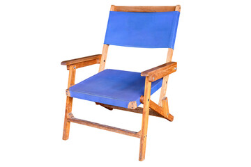 Folding blue canvas wood chair