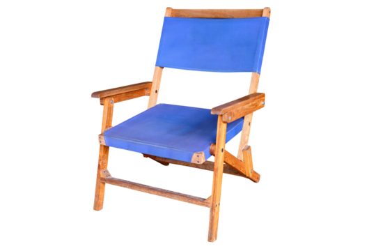 Folding blue canvas wood chair