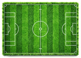 Naklejka premium Green grass soccer field contour lines and shapes forming a abstract geometric pattern, isolated on white background, perfect for sports and athletic designs.