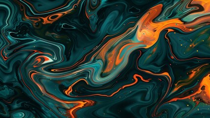 Fototapeta premium Abstract Swirls of Green, Orange and Blue