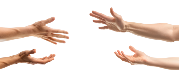 Set of Hands Isolated on a Transparent Background