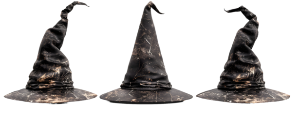 Set of Witch Hats Isolated on a Transparent Background