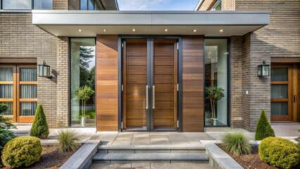 Contemporary double front entrance door featuring minimal designs and stunning details for a captivating and stylish entrance