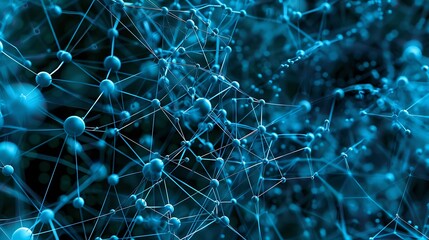 An array of blue-toned dots and lines forming a complex network pattern