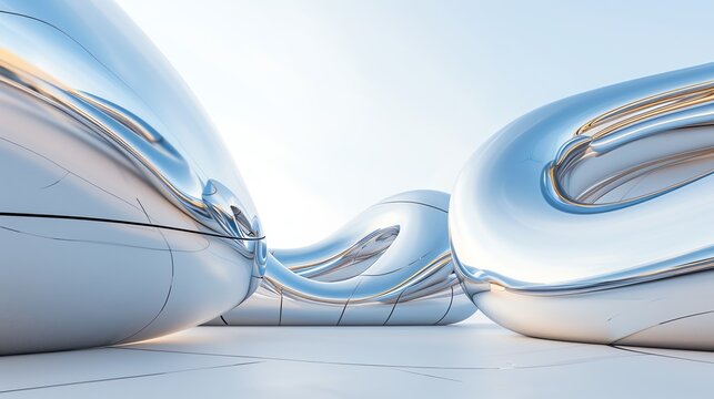 Reflective alloy structures with curved forms, Alloy  Reflective  Curved, Contemporary Art