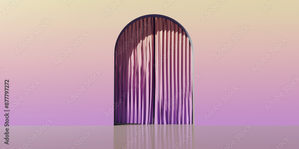 Poster curtain with an arch - minimal design - 3d render