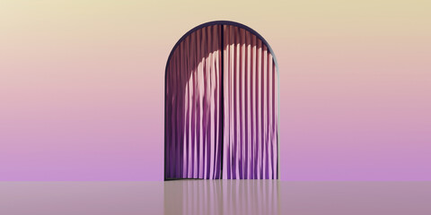 Curtain with an arch - minimal design - 3D render