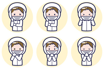 女性衛生服のポーズセット_04