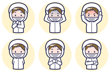 女性衛生服のポーズセット_05