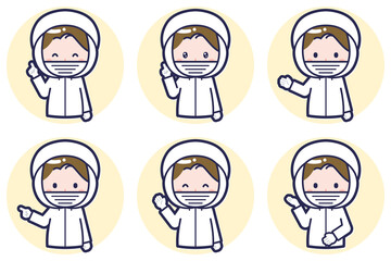 女性衛生服のポーズセット_03