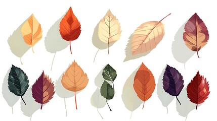 Obraz premium Colorful autumn leaves isolated on white background, perfect for fall designs.