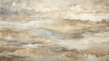 Obraz premium Softly blended beige, cream, and grey hues converge in a fluid, textured abstract canvas, evoking a sense of serene contemplation.