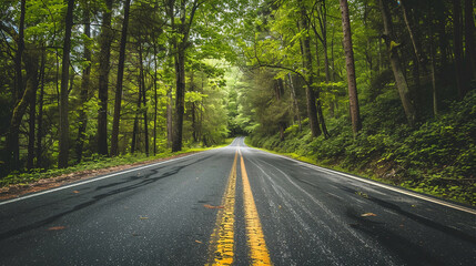 Obraz premium A scenic countryside road. countryside road scenic nature travel rural landscape outdoors peaceful drive view.