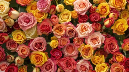 Fototapeta premium Multicolored roses bouquet as a backdrop